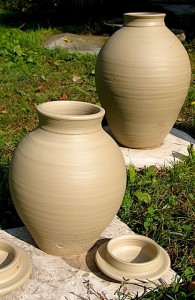 R Foye uncured, unglazed pots