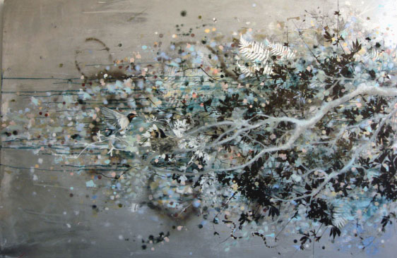 Peril in the Branches Oil on Aluminum 48x72 inches