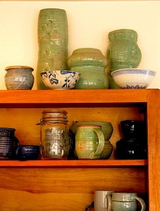 Virginia Wyoming pots in studio home kitchen