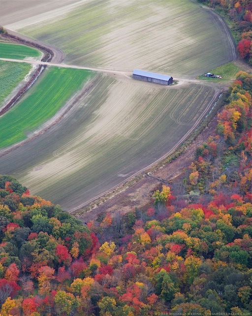 Autumn Color and Farm Fields, Above Deerfield, Massachusetts - michaela medina harlow - thegardenerseden.com